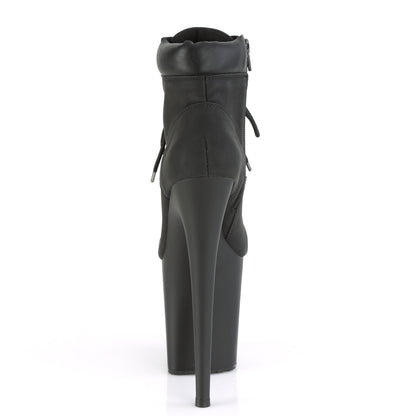 Pleaser Botas de tobillo para mujer FLAMINGO-800TL-02 BLK Nubuck Faux Cuero / Blk Matte
