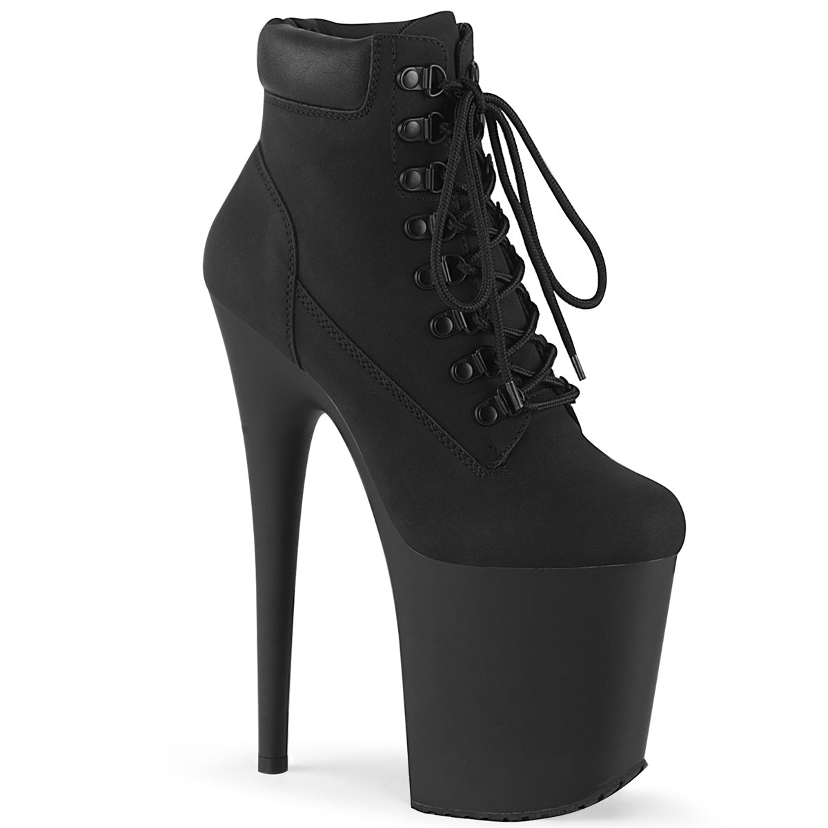Pleaser Botas de tobillo para mujer FLAMINGO-800TL-02 BLK Nubuck Faux Cuero / Blk Matte