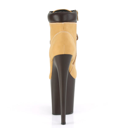 Pleaser Botas de tobillo para mujer FLAMINGO-800TL-02 Tan Nubuck Faux Cuero / D. Mate marrón