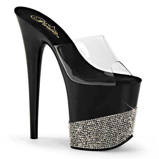 Pleaser Womens Sandals FLAMINGO-801-3 Clr/Blk-Pewter RS