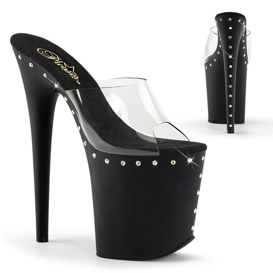 Pleaser Sandalias para mujer FLAMINGO-801ABLS CLR / BLK MATE