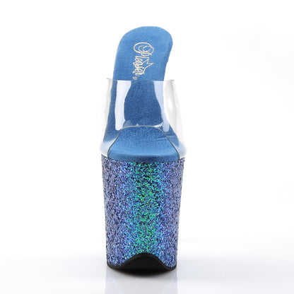 Pleaser Sandalias para mujer FLAMINGO-801lg clr / azul holo brillo