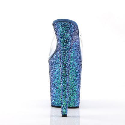 Pleaser Sandalias para mujer FLAMINGO-801lg clr / azul holo brillo