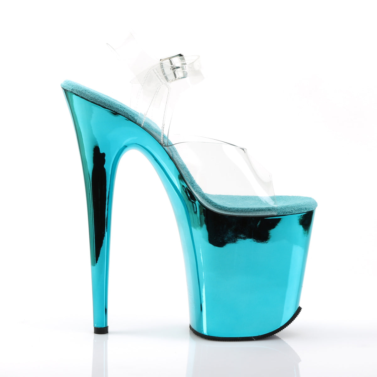 Pleaser Womens Sandals FLAMINGO-808 Clr/Turquoise Chrome