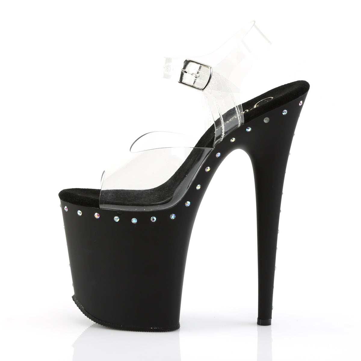 Pleaser Womens Sandals FLAMINGO-808ABLS Clr/Blk Matte