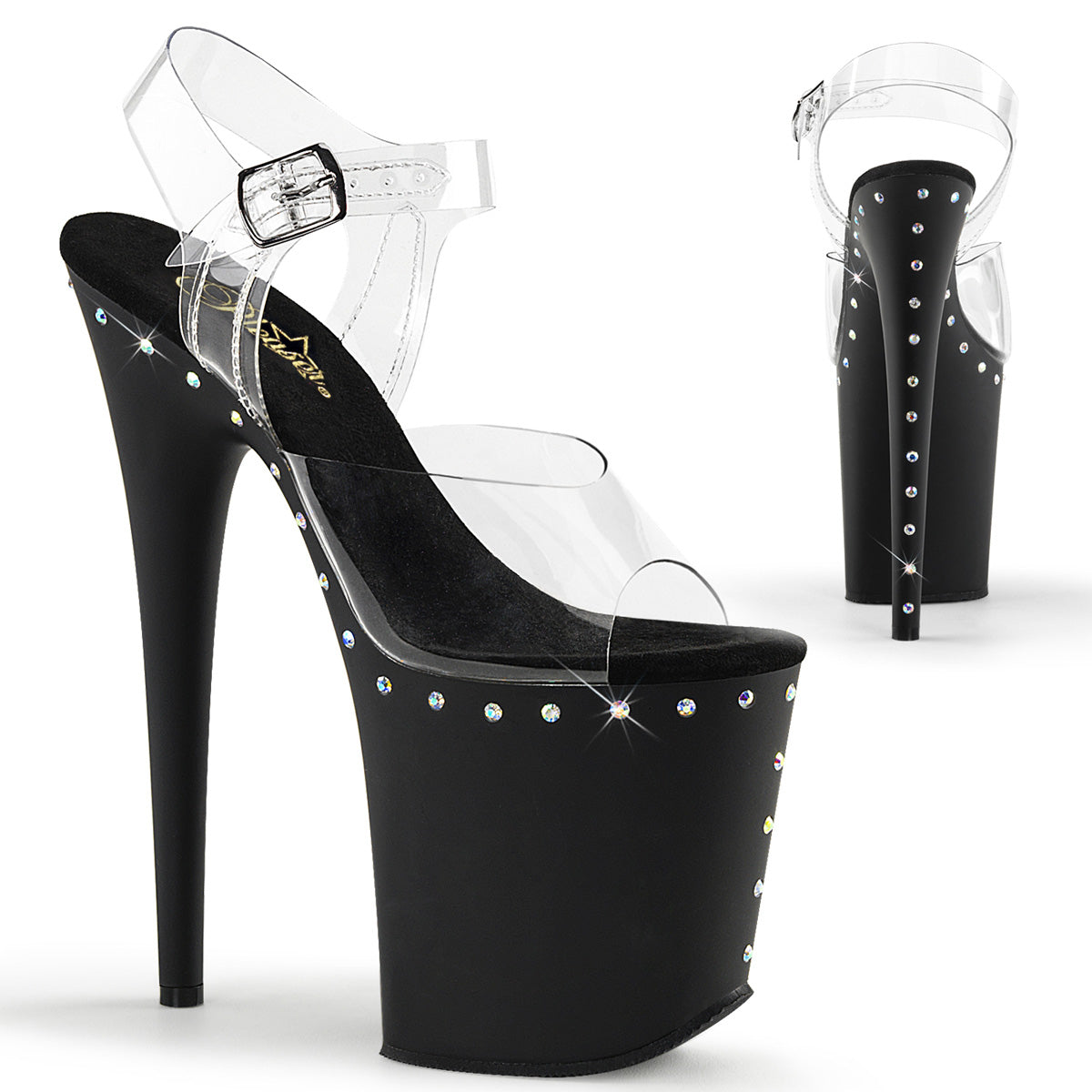 Pleaser Womens Sandals FLAMINGO-808ABLS Clr/Blk Matte