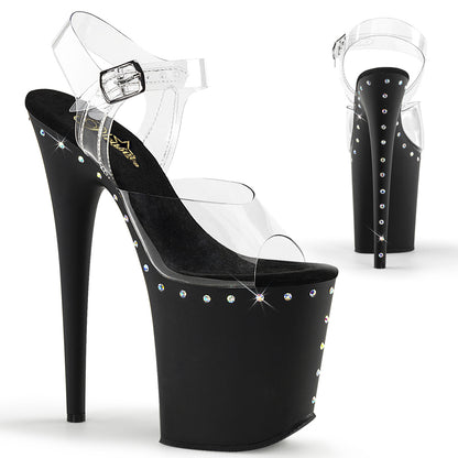 Pleaser Womens Sandals FLAMINGO-808ABLS Clr/Blk Matte