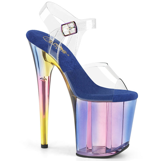 Pleaser Women's Platform Shoes FLAMINGO-808HT Clr/Blue Multi Tinted