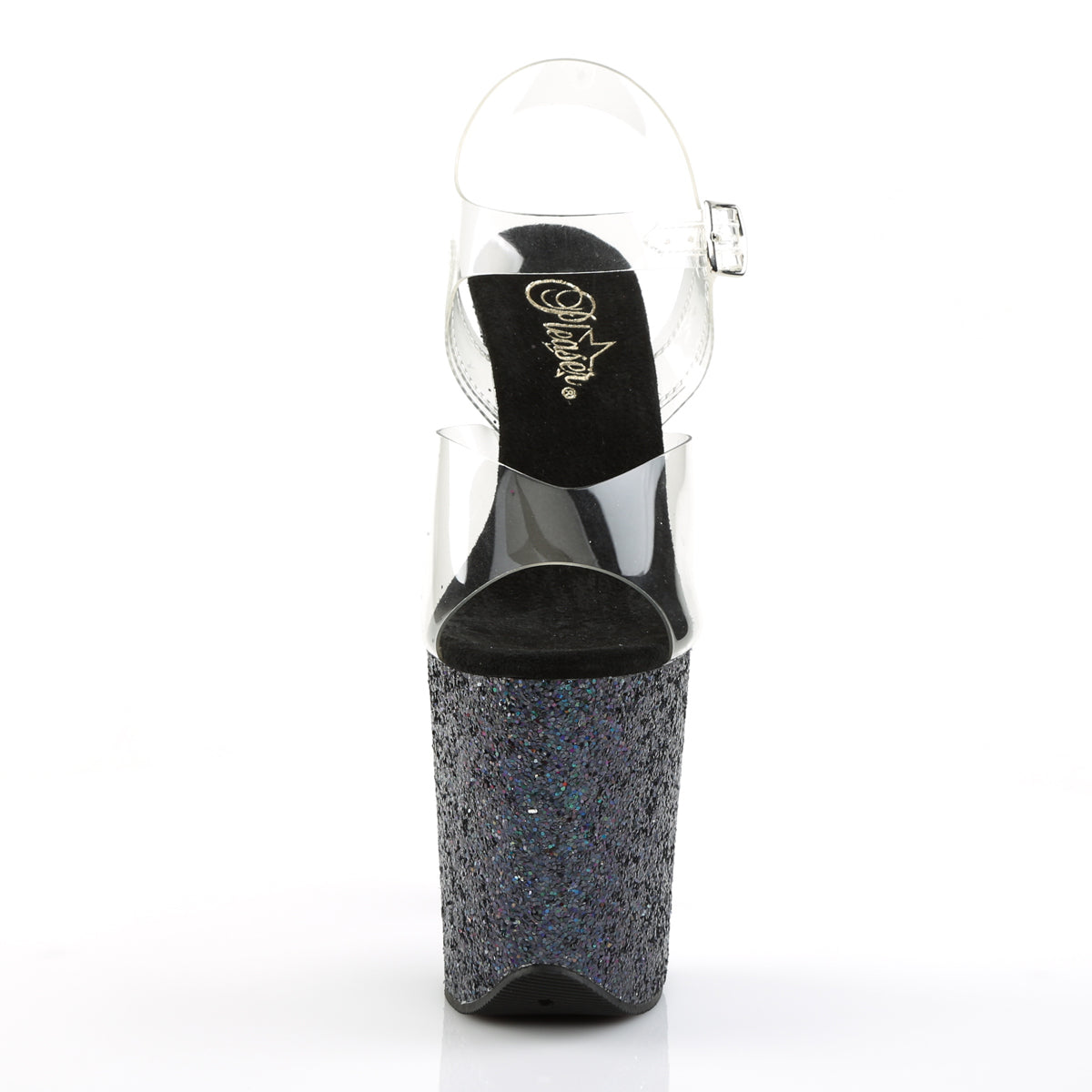 Pleaser Sandalias para mujer FLAMINGO-808lg clr / blk multic brillo