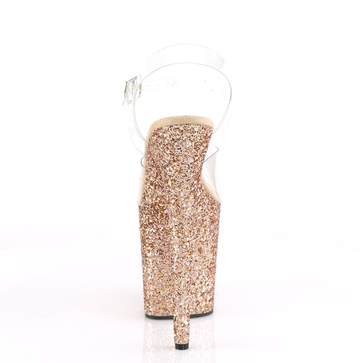 Pleaser Womens Sandals FLAMINGO-808LG Clr/Rose Gold Multi Glitter