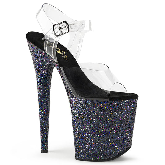 Pleaser Sandalias para mujer FLAMINGO-808lg clr / blk multic brillo