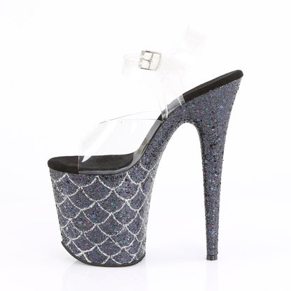 Pleaser Sandalias para mujer FLAMINGO-808mslg clr / blk multi brillo