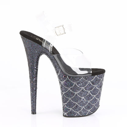 Pleaser Sandalias para mujer FLAMINGO-808mslg clr / blk multi brillo