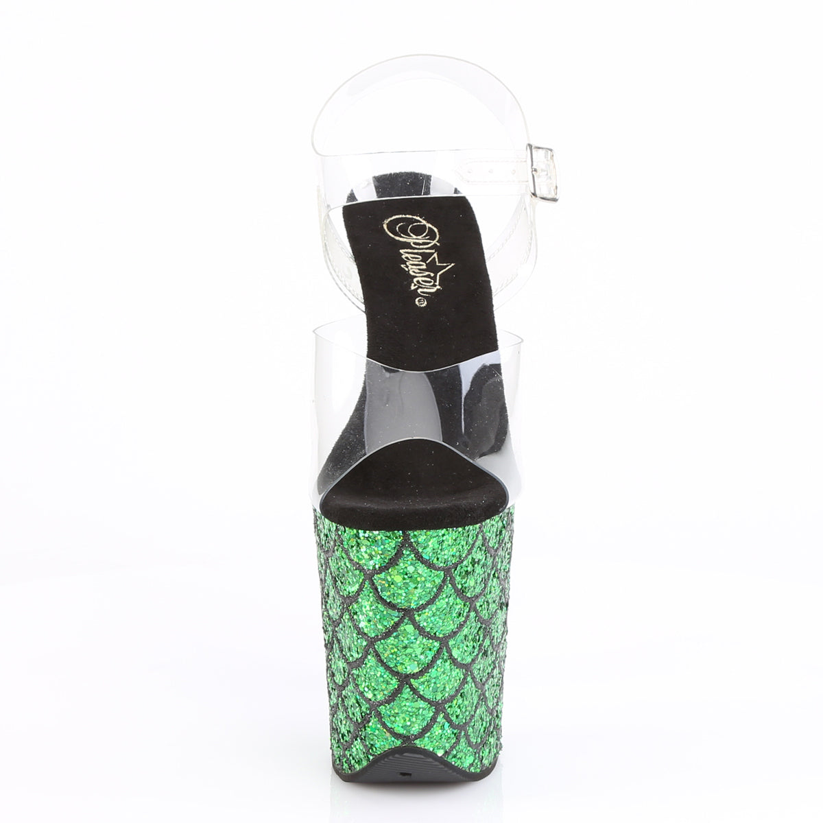 Pleaser Sandalias para mujer FLAMINGO-808mslg clr / verde múltiples brillo