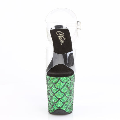 Pleaser Sandalias para mujer FLAMINGO-808mslg clr / verde múltiples brillo