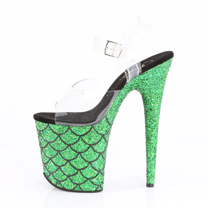 Pleaser Sandalias para mujer FLAMINGO-808mslg clr / verde múltiples brillo