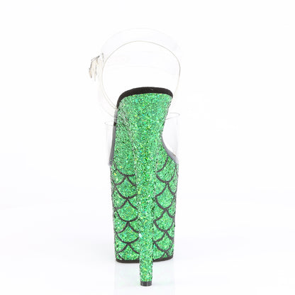 Pleaser Sandalias para mujer FLAMINGO-808mslg clr / verde múltiples brillo