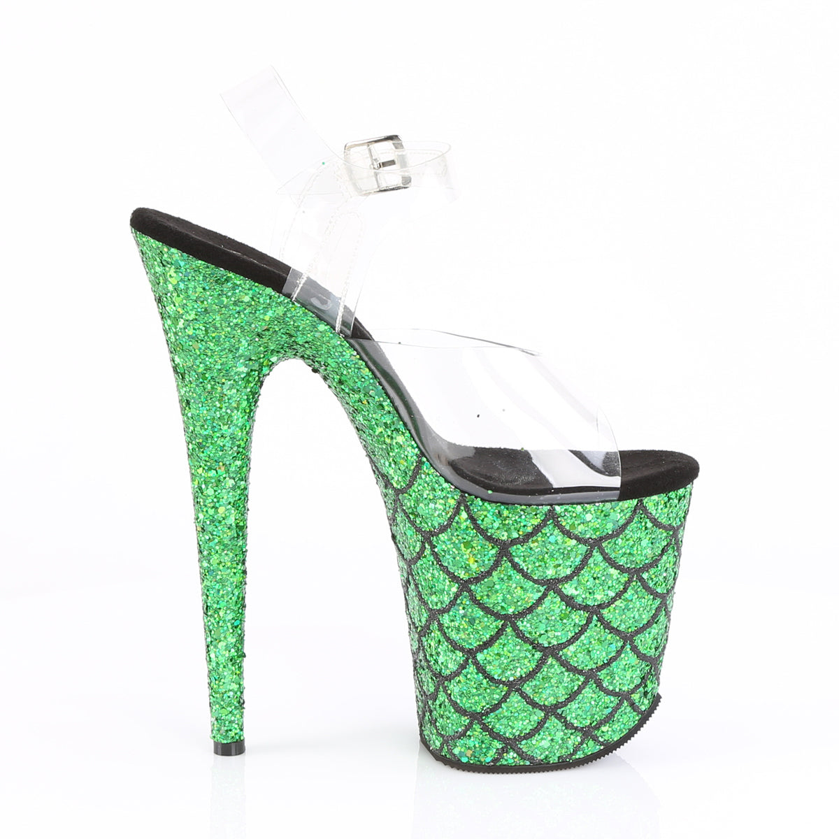 Pleaser Sandalias para mujer FLAMINGO-808mslg clr / verde múltiples brillo