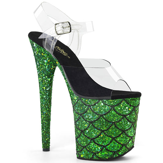 Pleaser Sandalias para mujer FLAMINGO-808mslg clr / verde múltiples brillo