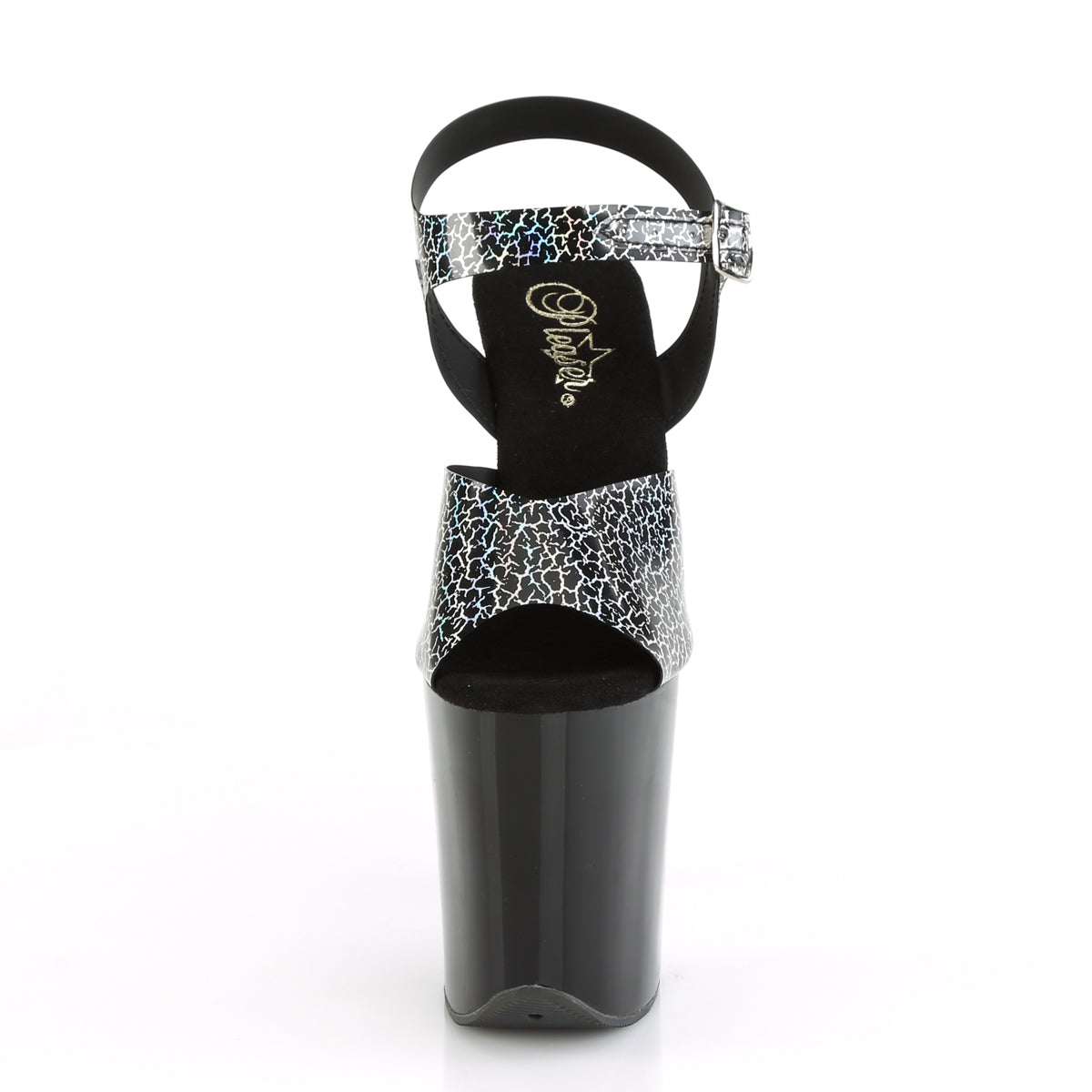 Pleaser Sandalias para mujer FLAMINGO-808N-CK Blk Cracker Holograma TPU / BLK