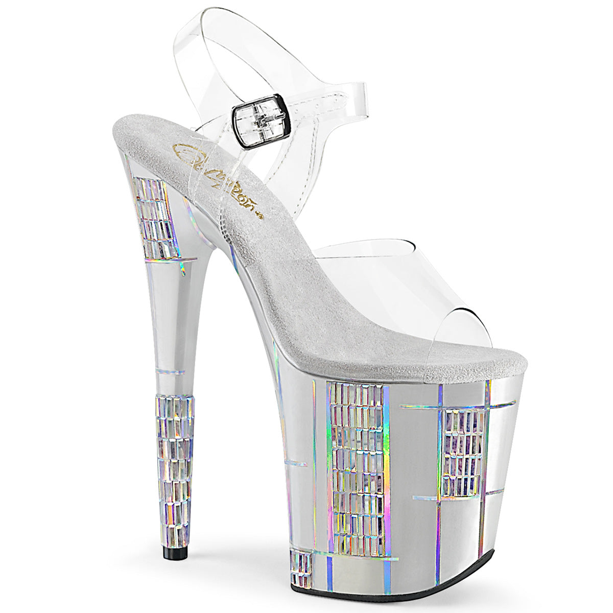 Pleaser Womens Sandals FLAMINGO-808SHAPE-2 Clr/Slv