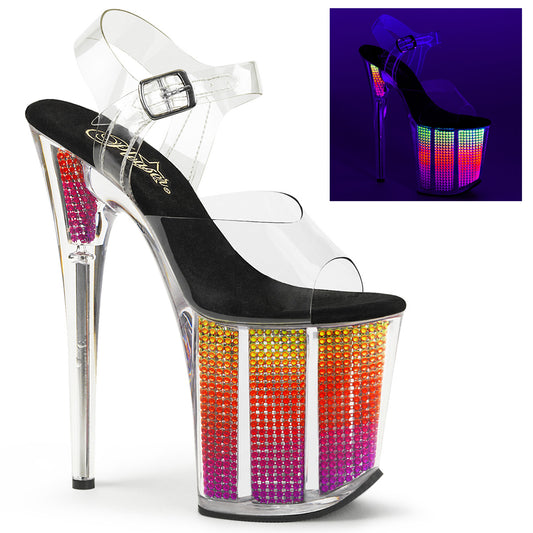 Pleaser Sandalias para mujer FLAMINGO-808SRS CLR / NEON MULTIS SRS