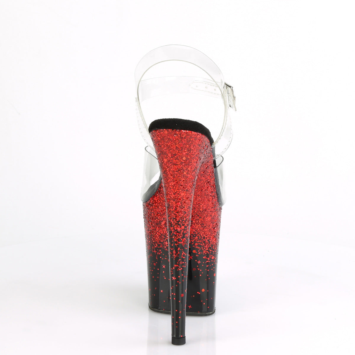 Pleaser Womens Sandals FLAMINGO-808SS Clr/Blk-Red Multi Glitter