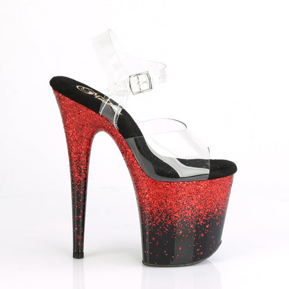 Pleaser Womens Sandals FLAMINGO-808SS Clr/Blk-Red Multi Glitter