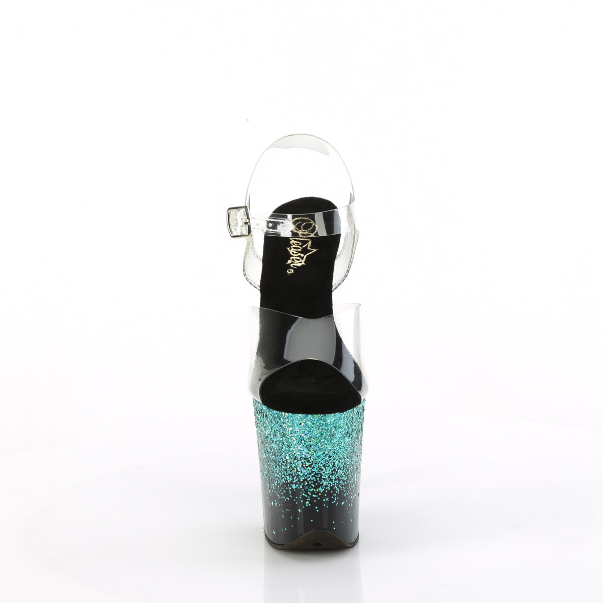 Pleaser   FLAMINGO-808SS CLR/BLK-TURQUOISE MULTI GLITER