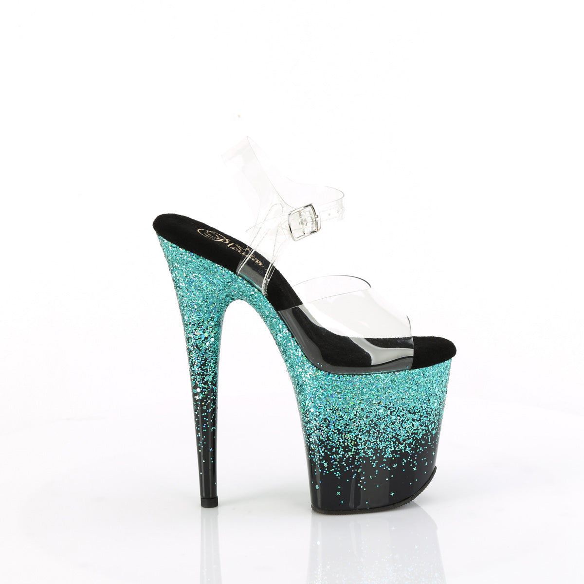 Pleaser   FLAMINGO-808SS CLR/BLK-TURQUOISE MULTI GLITER