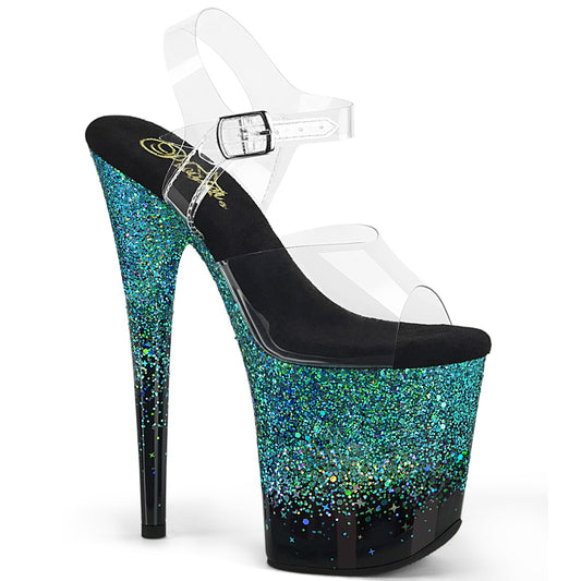 Pleaser   FLAMINGO-808SS CLR/BLK-TURQUOISE MULTI GLITER
