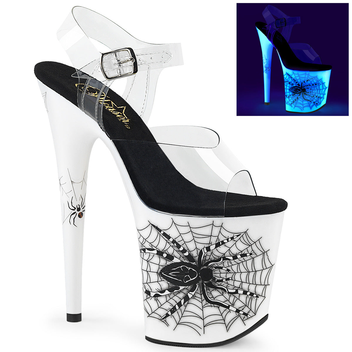 Pleaser Womens Sandals FLAMINGO-808SW Clr/Neon White