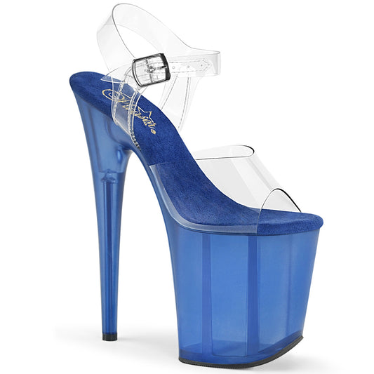 Pleaser Sandalias para mujer FLAMINGO-808t clr / azul tintado