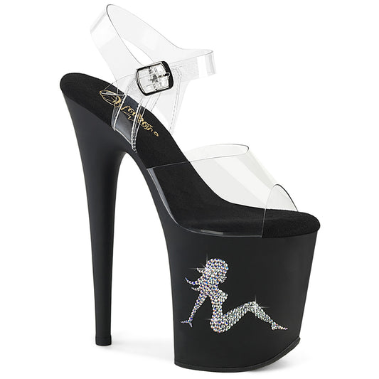 Pleaser   FLAMINGO-808TGRS CLR/BLK-AB SLV