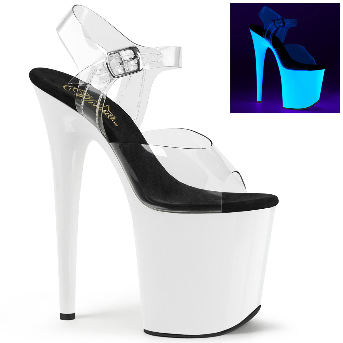 Pleaser Sandalias para mujer FLAMINGO-808UV clr / neon wht