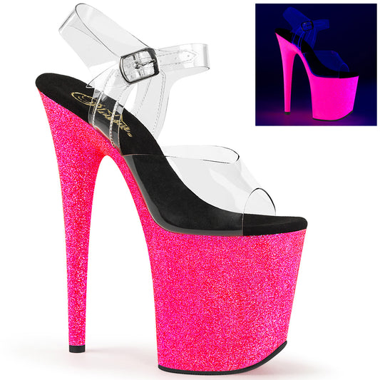 Pleaser Sandalias para mujer FLAMINGO-808uvg clr / neon h. rosa brillo