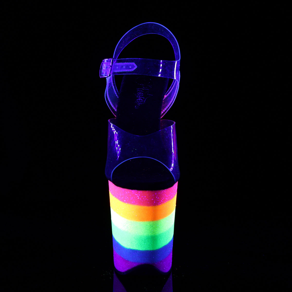 Pleaser Sandalias para mujer FLAMINGO-808uvrb clr / neon Rainbow Brillantina
