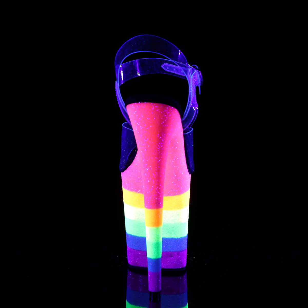 Pleaser Sandalias para mujer FLAMINGO-808uvrb clr / neon Rainbow Brillantina