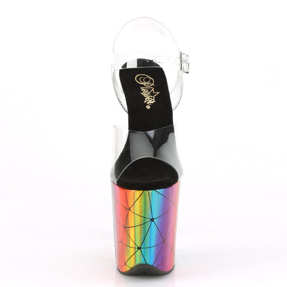 Pleaser Sandalias para mujer FLAMINGO-808WR CLR / LASER Rainbow Holograma envuelto