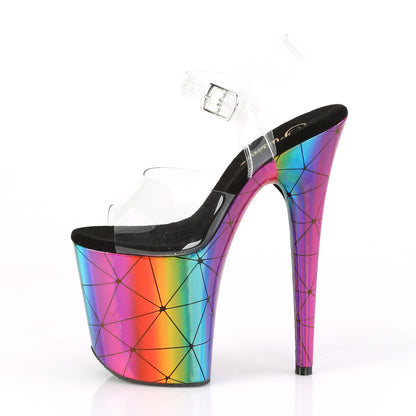 Pleaser Sandalias para mujer FLAMINGO-808WR CLR / LASER Rainbow Holograma envuelto