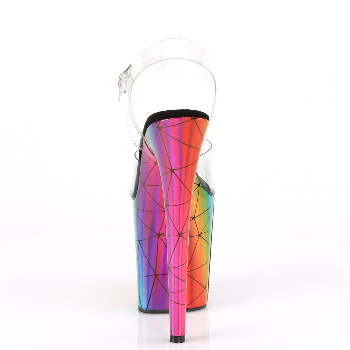Pleaser Sandalias para mujer FLAMINGO-808WR CLR / LASER Rainbow Holograma envuelto