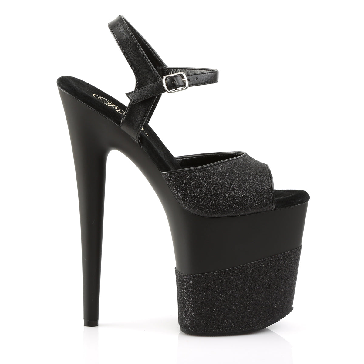 Pleaser Womens Sandals FLAMINGO-809-2G Blk Glitter/Blk-Glitter