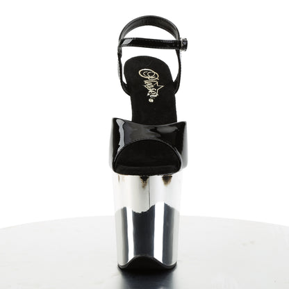 Pleaser Sandalias para mujer FLAMINGO-809 BLK PAT / SLV Chrome