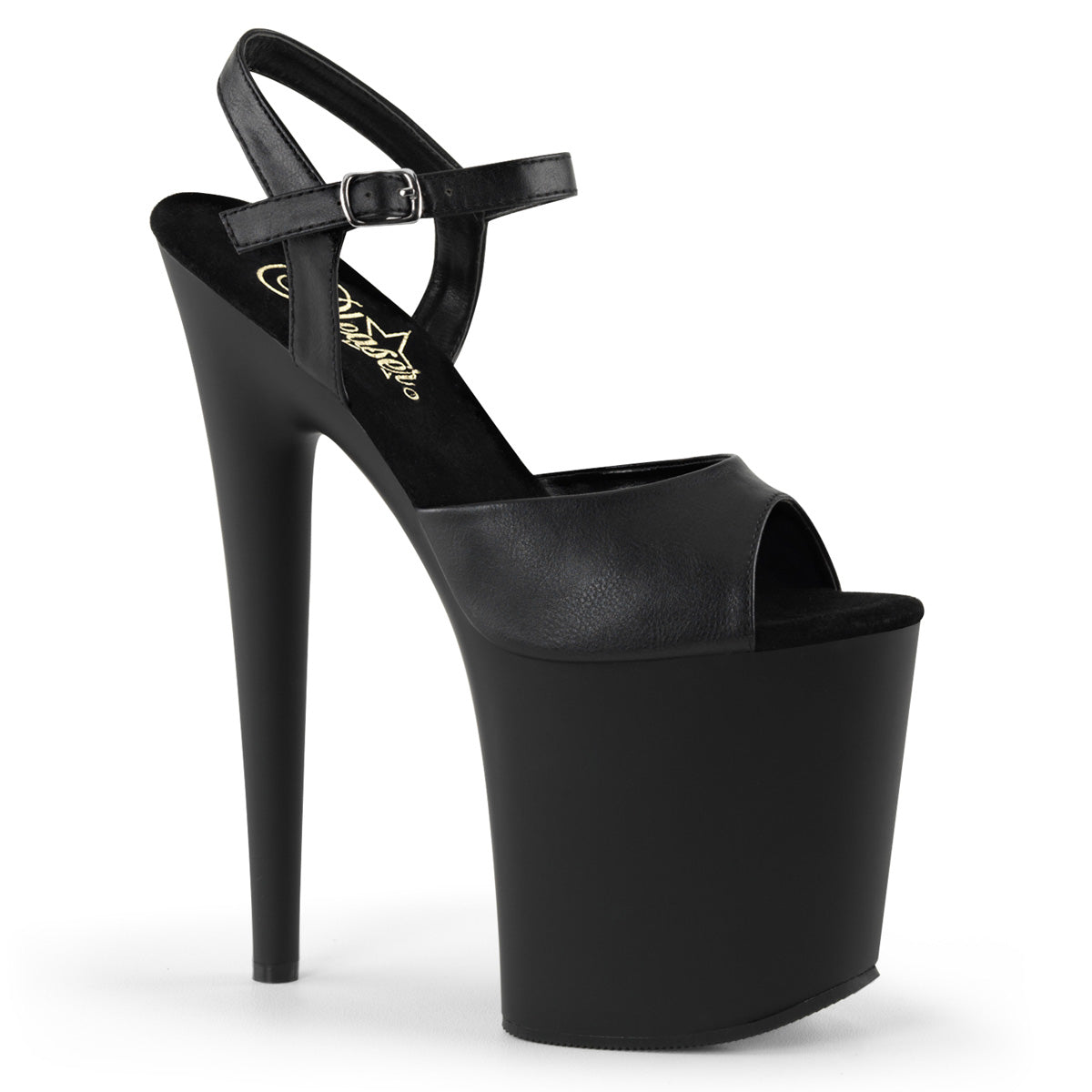 Pleaser Sandalias para mujer FLAMINGO-809 Blk Faux Cuero / Blk Mate