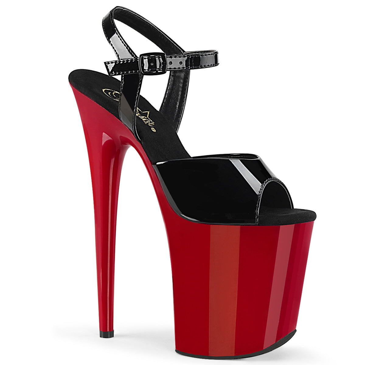 Pleaser Womens Sandals FLAMINGO-809 Blk Pat/Red