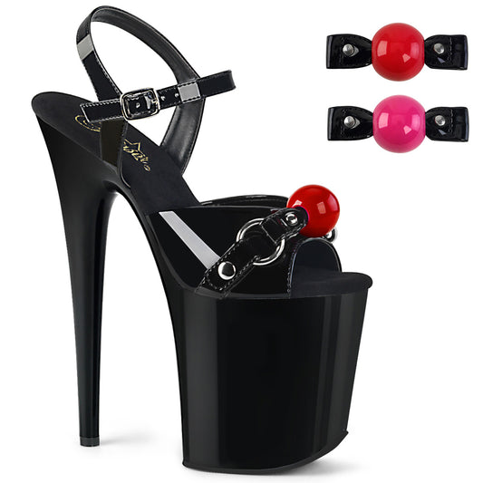 Pleaser Sandalias para mujer FLAMINGO-809GB BLK PAT / BLK
