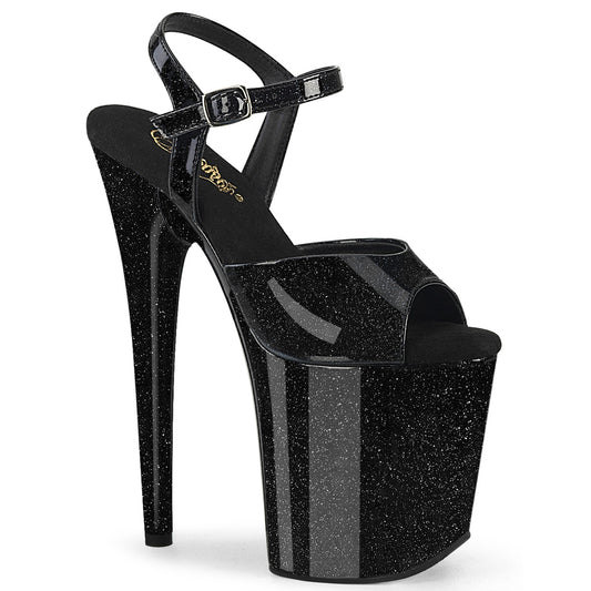 Pleaser   FLAMINGO-809GP BLK GLITTER PAT/M