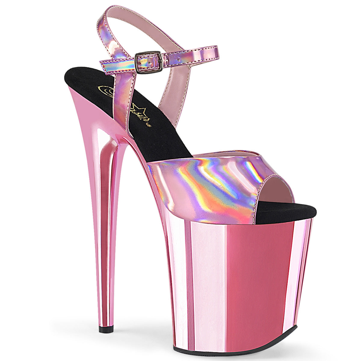 Pleaser Sandalias para mujer FLAMINGO-809Hg B. Hologram rosa / b. Cromo rosa
