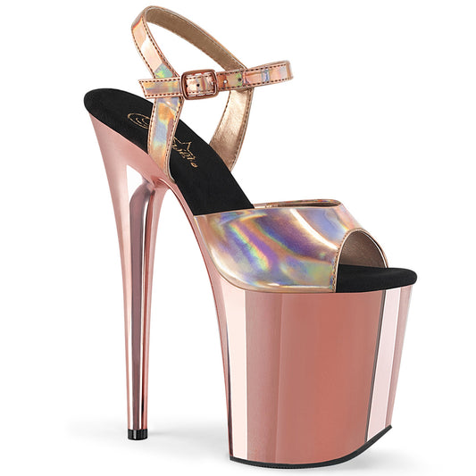 Pleaser Sandalias para mujer FLAMINGO-809HG Holograma de oro rosa / cromo de oro rosa