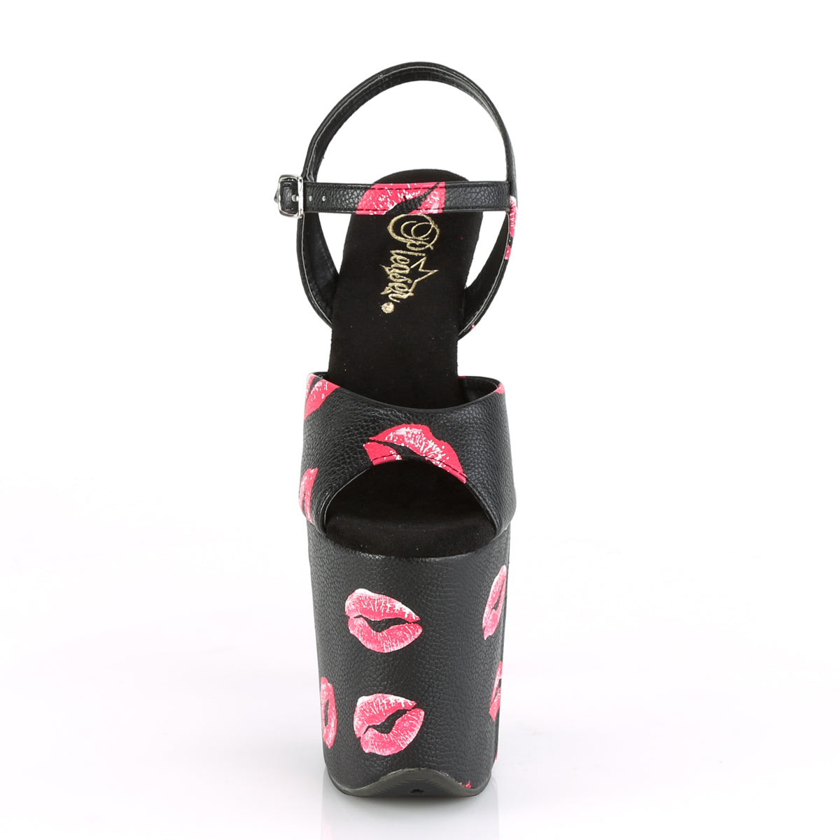 Pleaser Sandalias para mujer FLAMINGO-809kisses Blk Faux Cuero / Blk Faux Cuero